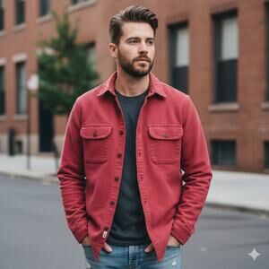 Wallace & Barnes J. CREW Work Shirt Men's M Button Down Heavy Cotton Flannel Red